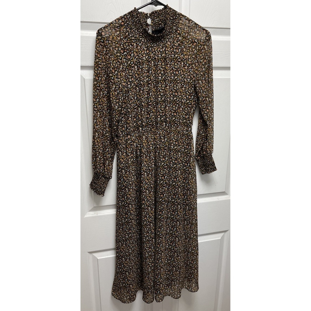 Madewell Womens Small Georgette Smocked Neck Midi Dress Folktale Paisley